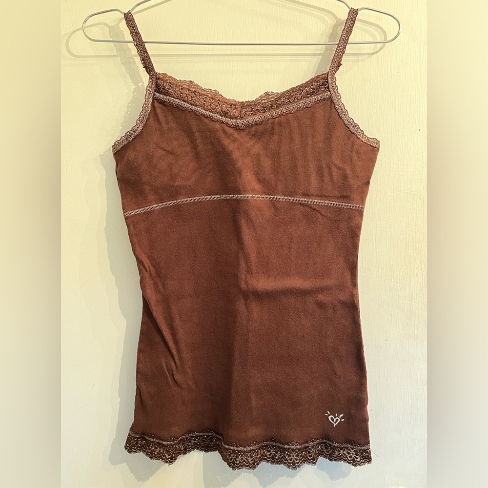 Brown Lace Trim Cami